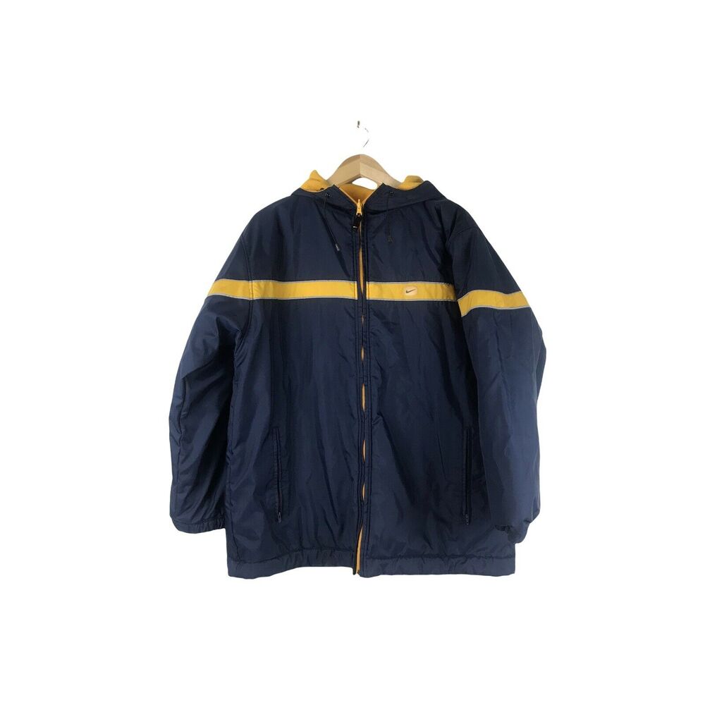 Vintage Reversible Nike Spellout Hooded Full Zip Jacket Size XL Blue & Gold - Picture 6 of 12
